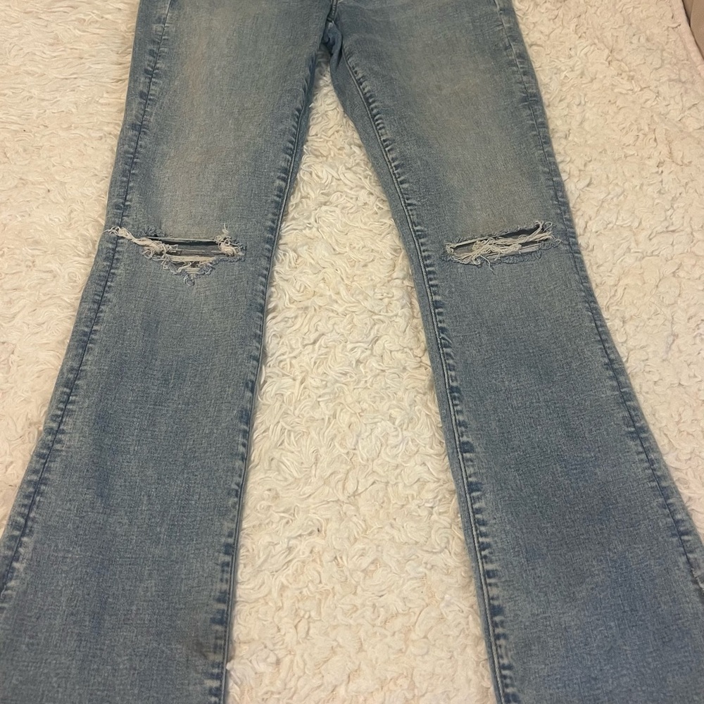 American Eagle By Payless Light Blue Distressed Flare Jeans